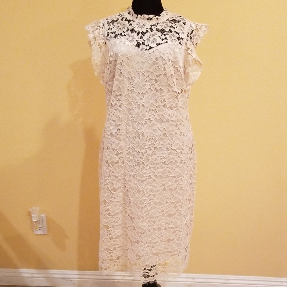 Enfocus Studio Ivory Lace Cocktail Dress Size 14
